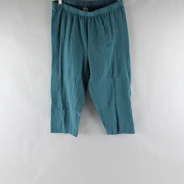 Zenana Women's M Teal Cotton Blend Elastic Waist Capri Leggings