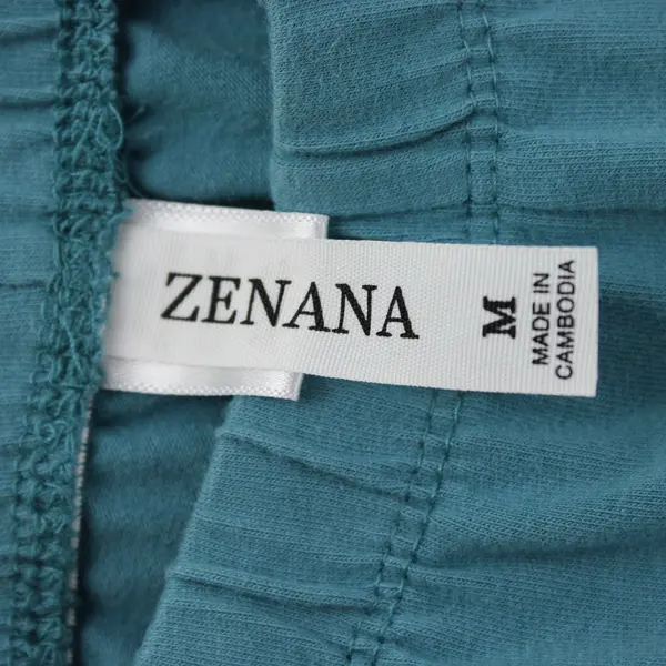 Zenana Women's M Teal Cotton Blend Elastic Waist Capri Leggings