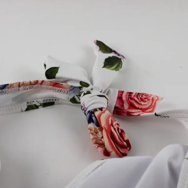 NWT Shein Women's XL White and Black Stripes w/Floral Bust One Piece Swimsuit