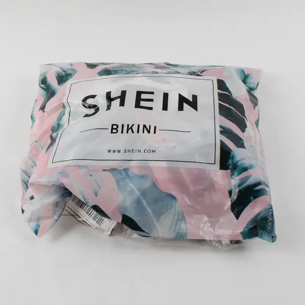 NWT Shein Women's XL White and Black Stripes w/Floral Bust One Piece Swimsuit