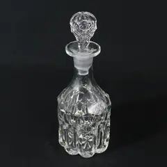 Vintage Heavy Clear Cut Crystal Decanter With Stopper 9.75"
