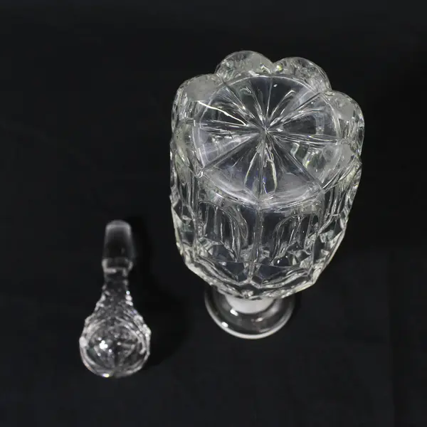 Vintage Heavy Clear Cut Crystal Decanter With Stopper 9.75"