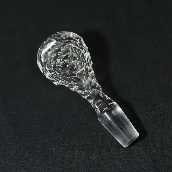 Vintage Heavy Clear Cut Crystal Decanter With Stopper 9.75"