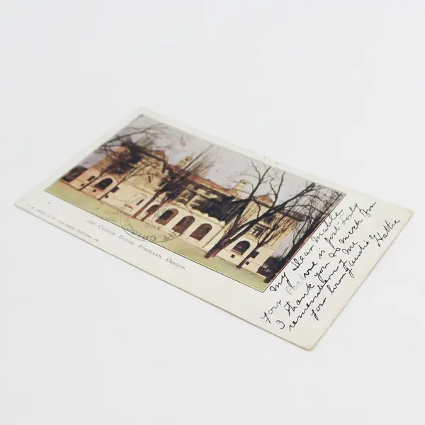 Custom House Portland Oregon Color Litho Postcard 1904 Warrendale OR Postmark