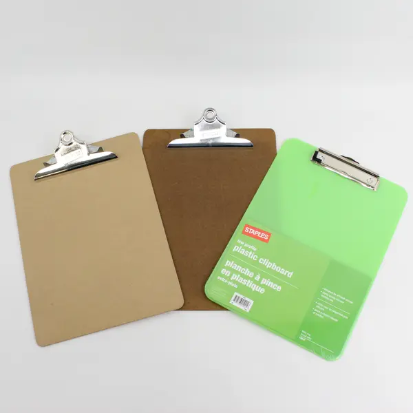 Lot of 3 Staples Clipboards New – 2 Wooden & 1 Neon Green Plastic