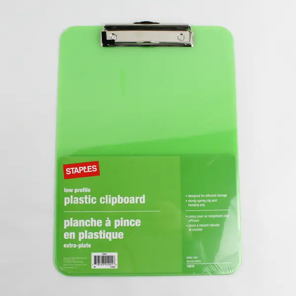 Lot of 3 Staples Clipboards New – 2 Wooden & 1 Neon Green Plastic