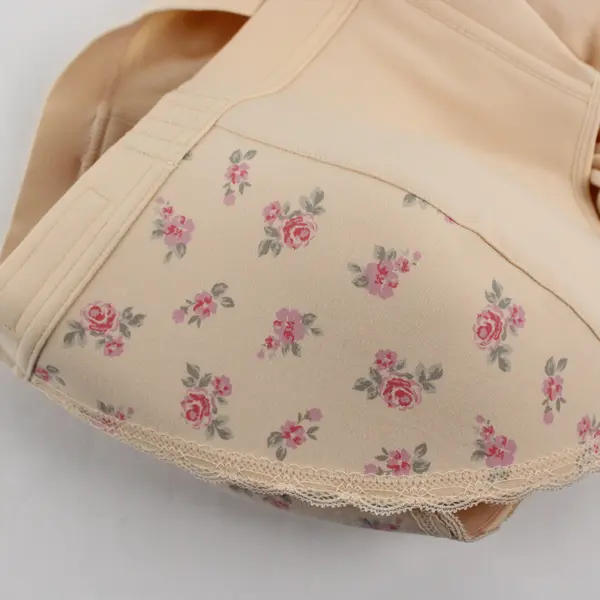 NWT FionaBra Women's XL Peach Floral Wireless Front Wrap Closure Wide Strap Bra