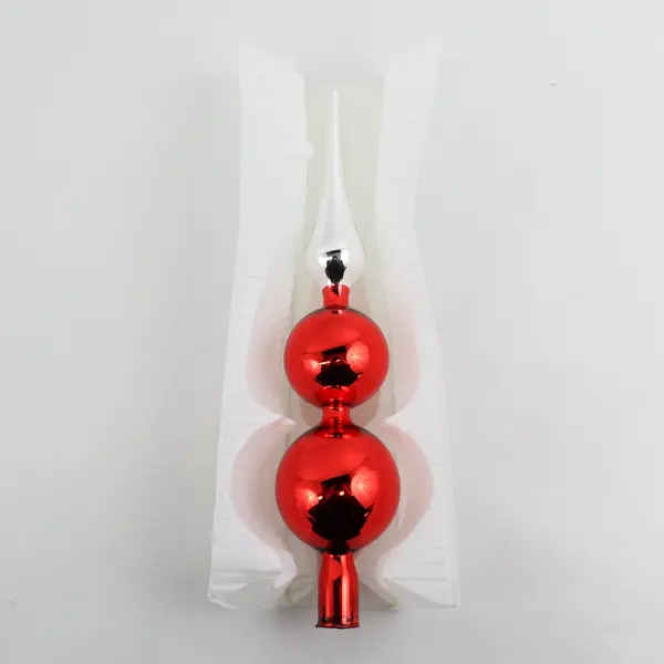 Kurt Adler Kringle Glass Tree Topper Red With Indentations