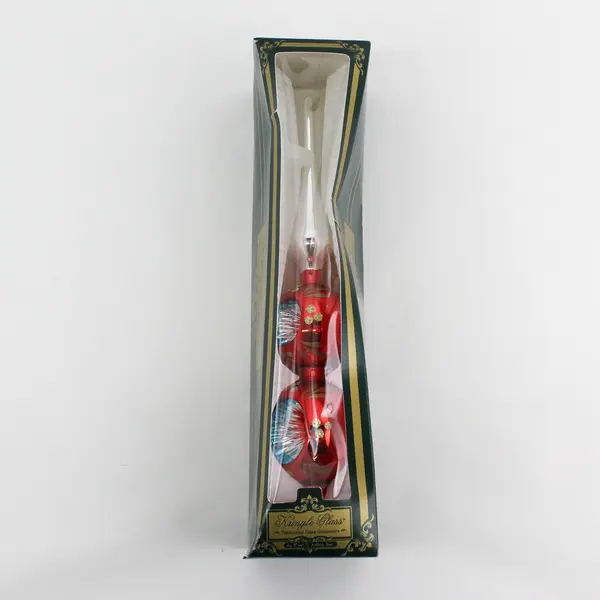 Kurt Adler Kringle Glass Tree Topper Red With Indentations