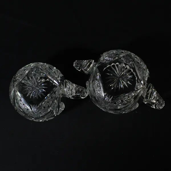 Vintage American Brilliant Period ABP Glass Creamer And Sugar Bowl Crystal Cut