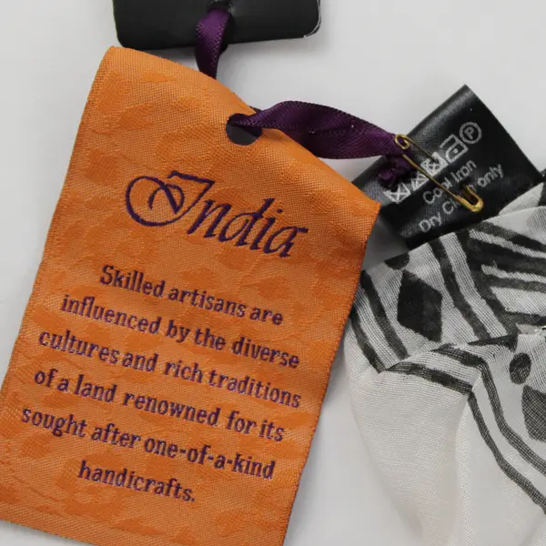 NWT Welkin Black and White Patterned Beaded Fringe Silk Blend Wrap 74"x23"