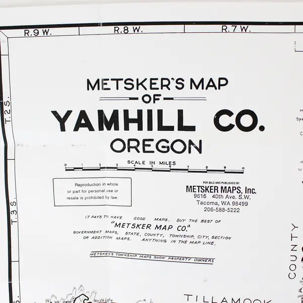 Vintage Yamhill County Oregon Metskers Map 1993 Edition Hunting Fishing Travel