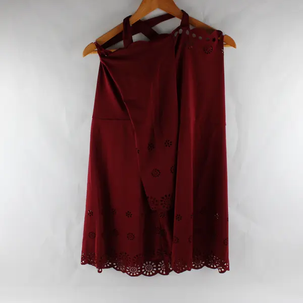 NWT Rose Gal Women's L (14) Maroon Floral Cutouts Stretch Cold Shoulder Dress