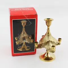 World Bazaars Inc Commerce 6" Christmas Tree Solid Brass Candle Holder #10470