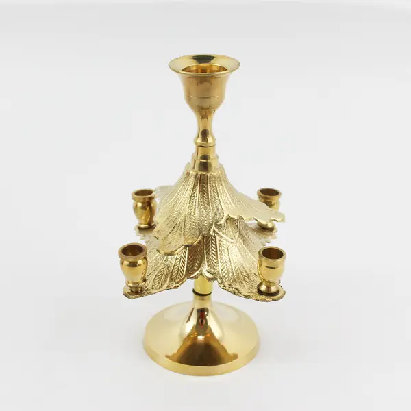 World Bazaars Inc Commerce 6" Christmas Tree Solid Brass Candle Holder #10470