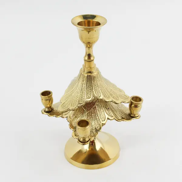 World Bazaars Inc Commerce 6" Christmas Tree Solid Brass Candle Holder #10470