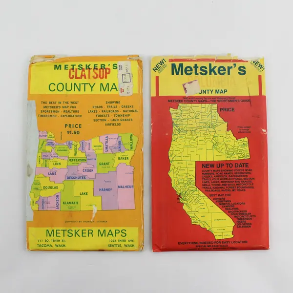 Lot Of 2 Vintage Columbia County Clatsop County Oregon Metsker's Maps