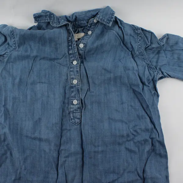 Loft Women's XS Petite Blue Light Wash Chambray Roll-Tab Sleeve Dress