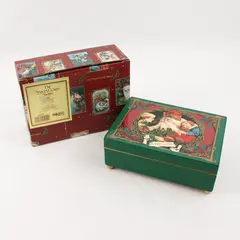 Enesco The Santa Claus Shoppe Santa & Children Wooden Music Box 1991 #440159