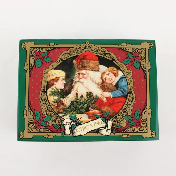 Enesco The Santa Claus Shoppe Santa & Children Wooden Music Box 1991 #440159