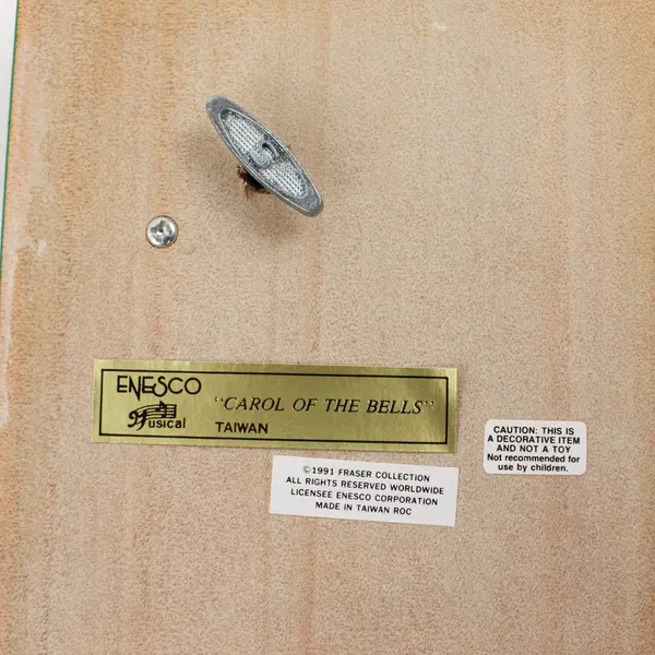 Enesco The Santa Claus Shoppe Santa & Children Wooden Music Box 1991 #440159