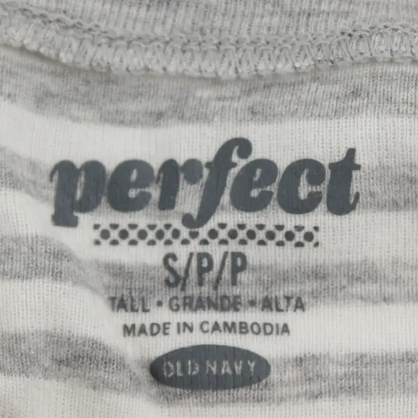 Old Navy Women's S Tall Gray/White Striped Perfect Long Sleeve Shirt