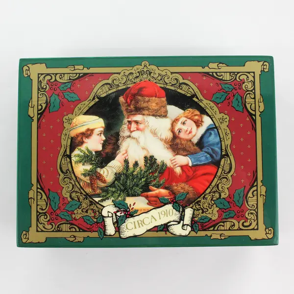 Enesco Santa Claus Shoppe 1991 Santa & Children Wooden Music Box #440159 Broken