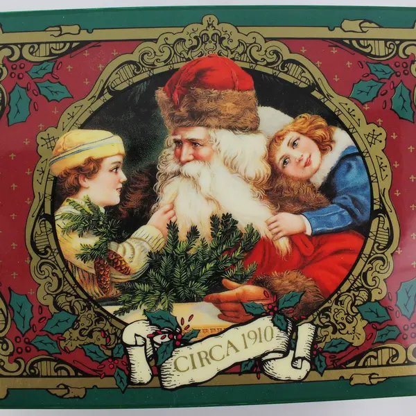 Enesco Santa Claus Shoppe 1991 Santa & Children Wooden Music Box #440159 Broken