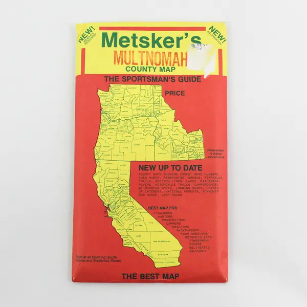 Vintage Multnomah County Oregon Metsker's Map Sportsman's Guide