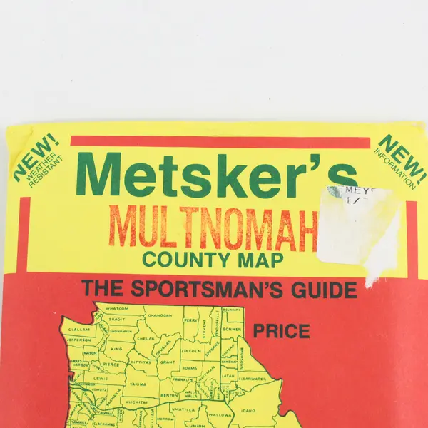 Vintage Multnomah County Oregon Metsker's Map Sportsman's Guide
