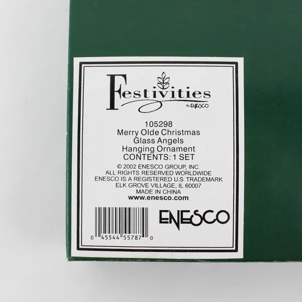 Festivities By Enesco Merry Olde Christmas Glass Angels Hanging Ornament #105298