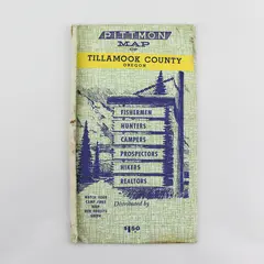 Vintage Tillamook County Oregon Pittmon Map Hunting Fishing Camping