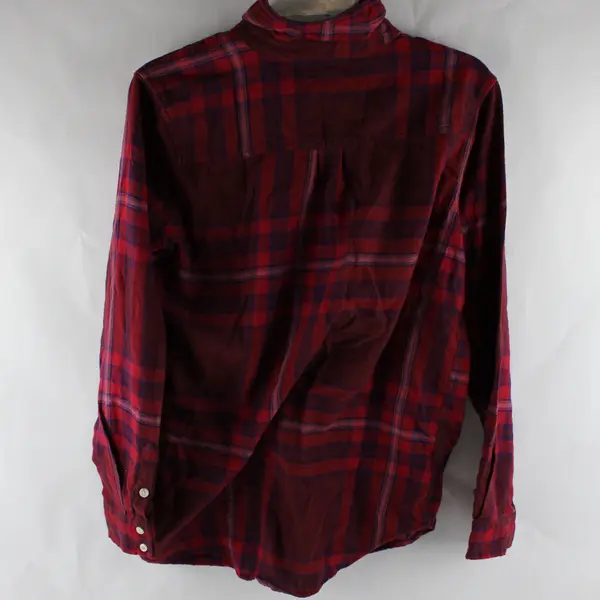 Mossimo Supply Co Women's S Purple/Red Boyfriend Fit Plaid Flannel Button Up