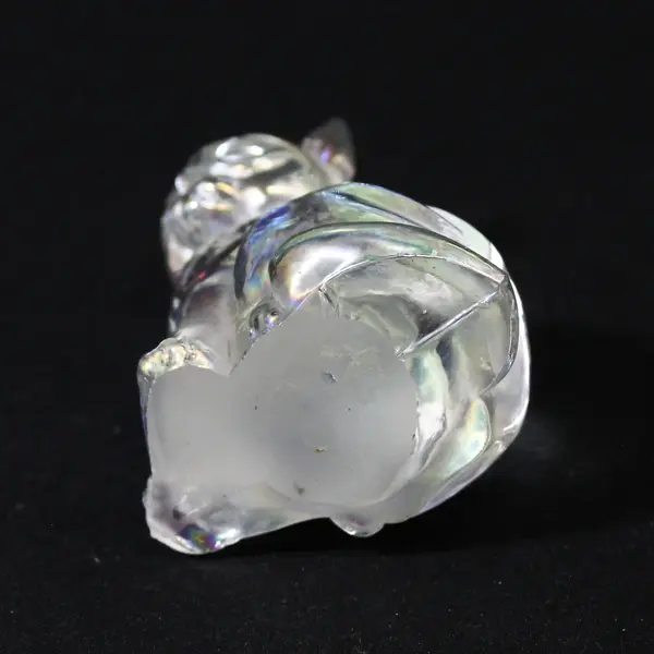 Fenton Clear Iridescent Glass Cat Figurine 3.5"