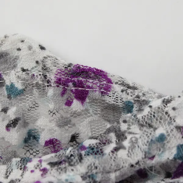 Torrid Women's 0 (12/L) Gray/Purple Floral Lace Short Sleeve Stretch Blouse