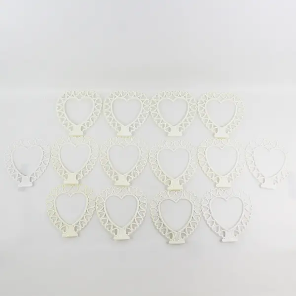 Lot of 14 Vintage White Plastic Heart Cake Toppers Wedding Anniversary