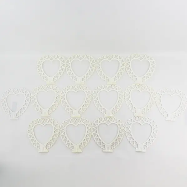 Lot of 14 Vintage White Plastic Heart Cake Toppers Wedding Anniversary
