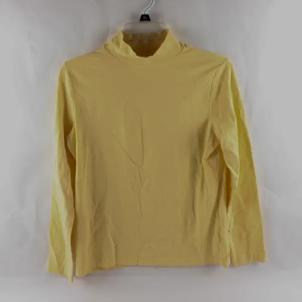 Croft & Barrow Women's M Yellow Mock Neck Cotton Blend Long Sleeve Shirt