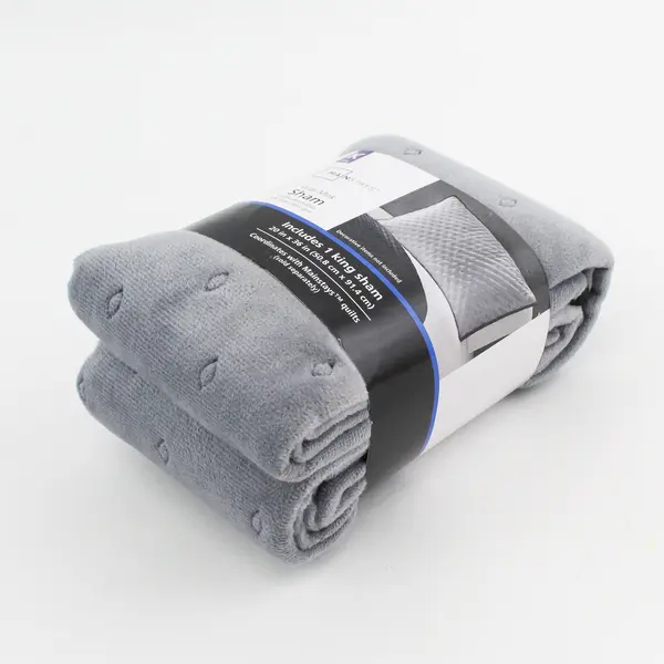 Mainstays Gray Mink King Pillow Sham 20x36 in New with Tags