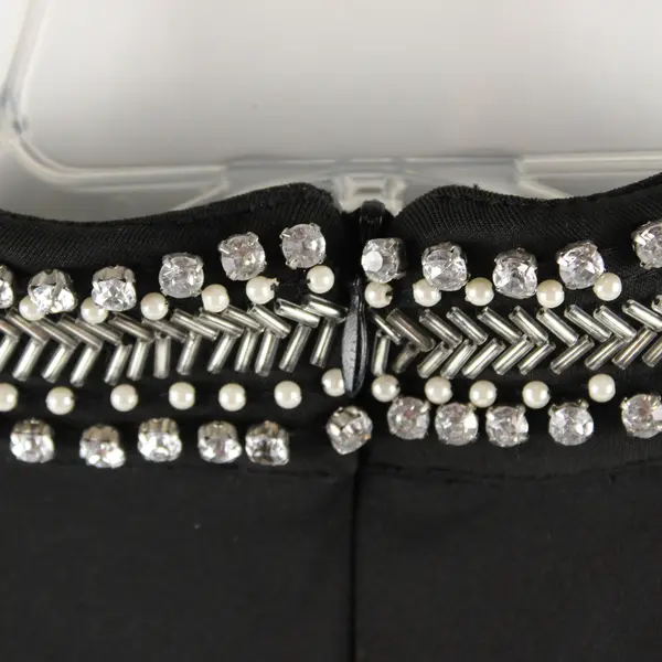 Topshop Women's 8 Black Rhinestone/Bead Encrusted Collar Sleeveless Shift Dress