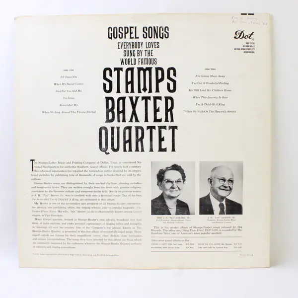Stamps-Baxter Quartet Beloved Gospel Songs 12" Vinyl Record