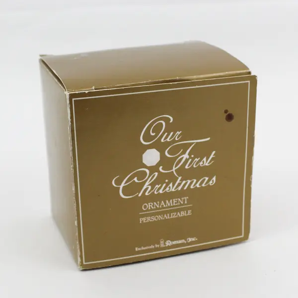 Roman Glass Ornament "Our First Christmas" 3.5" New w/ Box