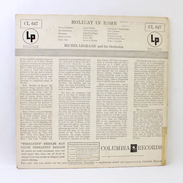 Michel Legrand Et Son Orchestre Holiday In Rome 12 Vinyl Record