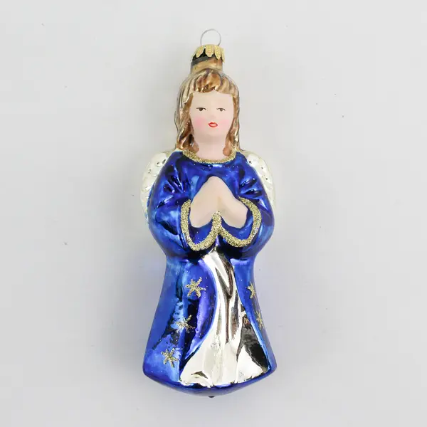 Lauscha Glas Hand-Decorated Blown Glass Angel Ornament - New