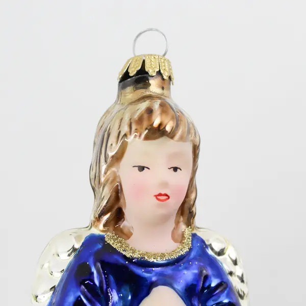 Lauscha Glas Hand-Decorated Blown Glass Angel Ornament - New