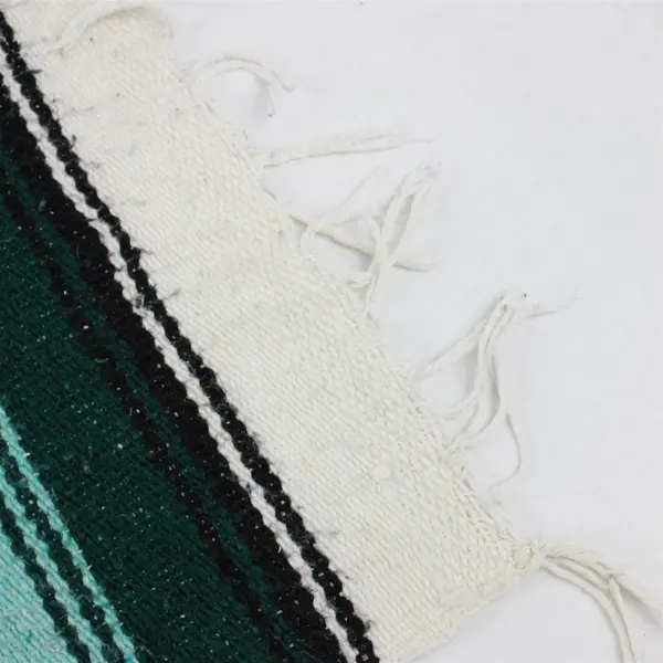 Unbranded White/Blue/Green/Teal Falsa Mexican Throw Blanket 51.5" x 77"