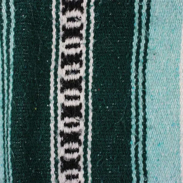 Unbranded White/Blue/Green/Teal Falsa Mexican Throw Blanket 51.5" x 77"