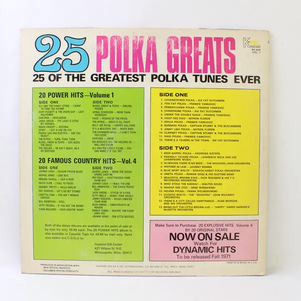 25 Polka Greats 12"  Vinyl Record