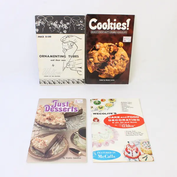 Lot of 4 Dessert & Cake Decorating Books - Wilton, Cookies, Just Desserts
