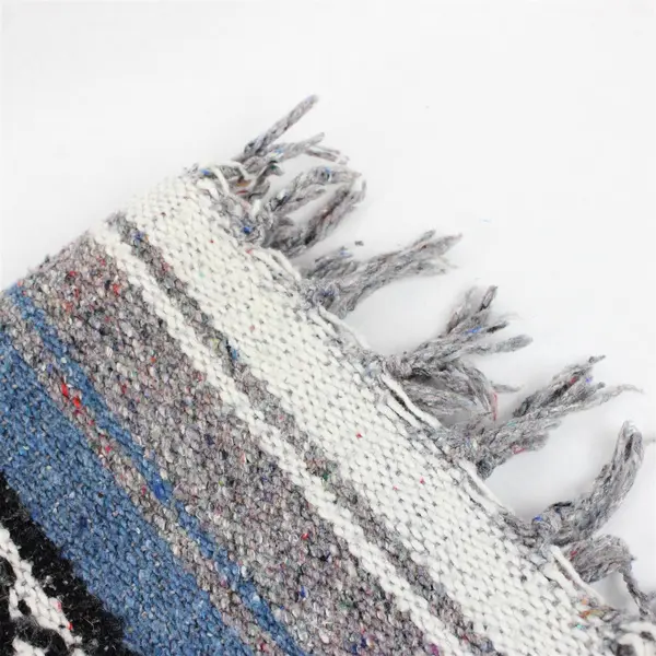 Unbranded White/Blue/Gray/Black Falsa Mexican Throw Blanket 50" x 70"